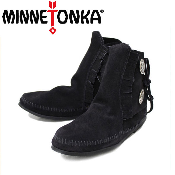 ミネトンカ 【楽天スーパーSALE】 正規取扱店 MINNETONKA(ミネトンカ)Two Button Boot Hard Sole(トゥーボタンブーツハードソール)#449 BLACK レディース MT083