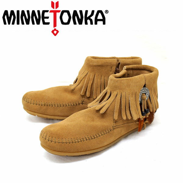 ミネトンカ sale セール 正規取扱店 MINNETONKA(ミネトンカ) Concho Feather Side Zip Boot(コンチョフェザーサイドジップブーツ)#527T TAUPE レディースMT047