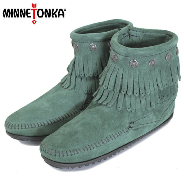 ミネトンカ 【楽天スーパーSALE】 正規取扱店 MINNETONKA(ミネトンカ) Double Fringe Side Zip Boot(ダブルフリンジサイドジップブーツ) #697P PINE レディース MT408