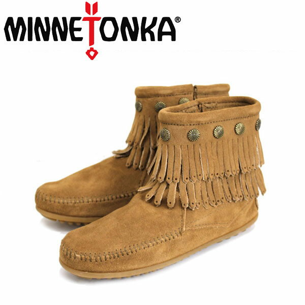 ミネトンカ sale セール 正規取扱店 MINNETONKA(ミネトンカ)Double Fringe Side Zip Boot(ダブルフリンジ サイドジップブーツ)#697T TAUPE レディース MT018