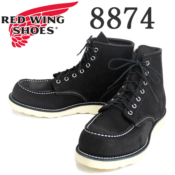 K戵X RED WING(bhEBO) 8874 6inch CLASSIC MOC TOE u[c Traction Trad Sole BLACK ABILENE ROUGHOUT