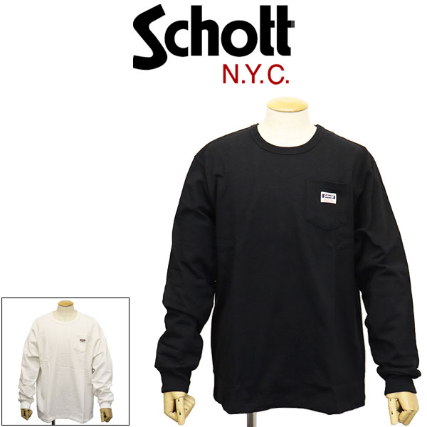 Rakuten - 正規取扱店 Schott (ショット) 5930004 LS WORK LABEL POCKET ワークラベル ポケット ロングスリーブ Tシャツ 全2色