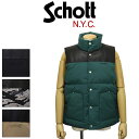 sale Z[ K戵X Schott (Vbg) 2257006 CLASSIC LEATHER COMBI DOWN VEST NVbN U[Rr _ExXg S4F