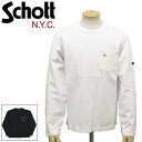 正規取扱店 Schott (ショット) 3103148 LEATHER POCKET L/S T-SHIRT レザーポケット ロングスリーブ Tシャツ 全2色