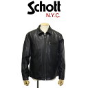 正規取扱店 Schott (ショット) 3121034 LEATHER TRACKER JKT ラムレザー トラッカージャケット 09BLACK