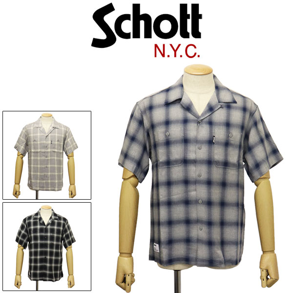 Rakuten - 正規取扱店 Schott (ショット) 3123016 OMBRE PLAID S/S SHIRT オンブレ 格子縞 ショートスリーブシャツ 全3色