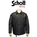 正規取扱店 Schott (ショット) 3950079 LAMB LEATHER COVERALL JACKET ラムレザー カバーオール ジャケット 10(09)BLACK