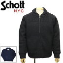 ショット コート メンズ 正規取扱店 Schott (ショット) 46978 F1522 WOOL BLEND SWEATER JKT ウール ブレンド セーター ジャケット 全2色