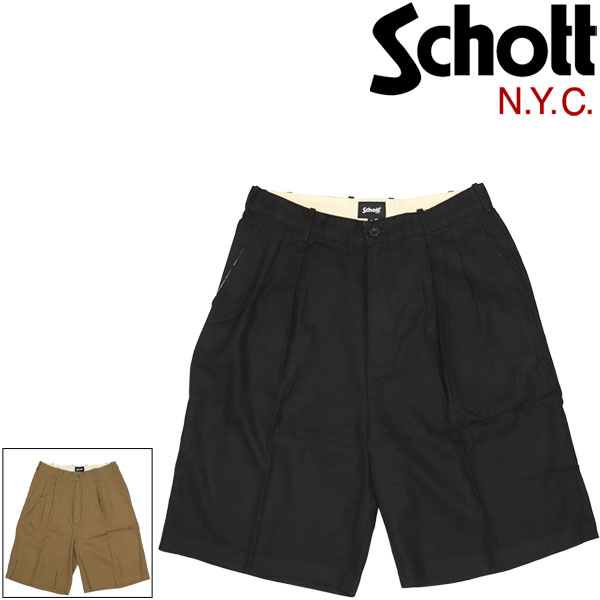 正規取扱店 Schott (ショット) 6113001 LINEN SHORTS リネン ショーツ 全2色