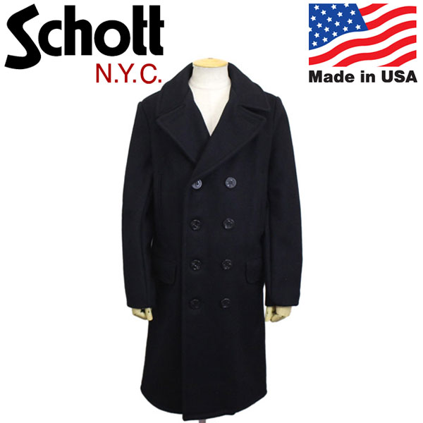 正規取扱店 Schott (ショット) 3954021 7331 714US LONG MELTON PEA COAT ロングメルトンピーコート アメリカ製 87NAVY(120)