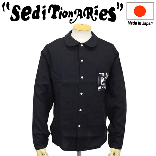 正規取扱店 SEDITIONARIES by 666 (セディショナリーズ) Patched Peter Pan shirt L/S パッチドピーターパンシャツ 長袖 ブラック STS0016