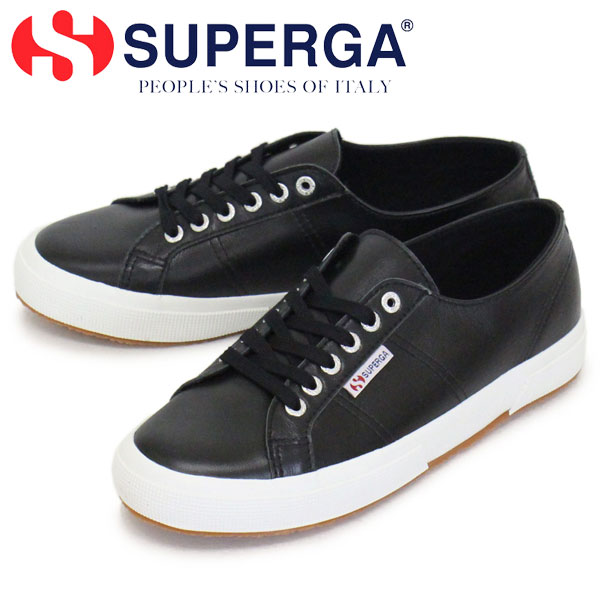 スペルガ レザースニーカー メンズ 正規取扱店 SUPERGA (スペルガ) S8115BW 2750-NAPLNGCOT U レザースニーカー C39 BLACK/WHITE SPG032