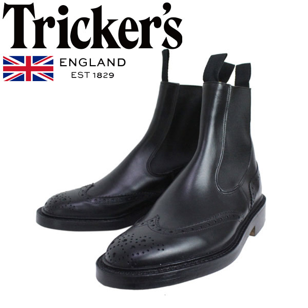 トリッカーズ サイドゴアブーツ メンズ 正規取扱店 Tricker's トリッカーズ 2754M COUNTRY HENRY(カントリーヘンリー) ダブルレザーソール ブラックボックスカーフ TK004