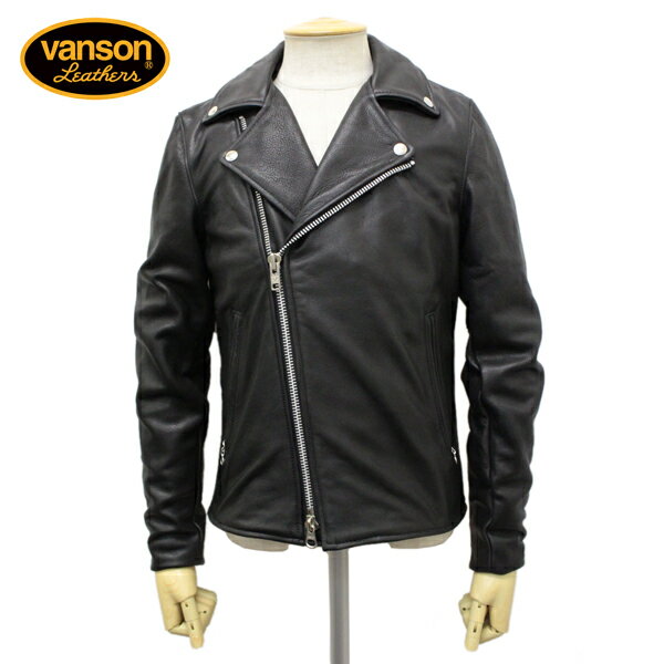 バンソン ライダースジャケット メンズ 正規取扱店 VANSON(バンソン) C2 CUSTOM2 UNISEX(C2カスタム2) ダブルライダースジャケット 別注タイトフィット BLACK ブラック