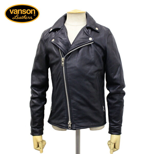 バンソン ライダースジャケット メンズ 正規取扱店 VANSON(バンソン) C2 CUSTOM2 UNISEX(C2カスタム2) ダブルライダースジャケット 別注タイトフィット NAVY ネイビー