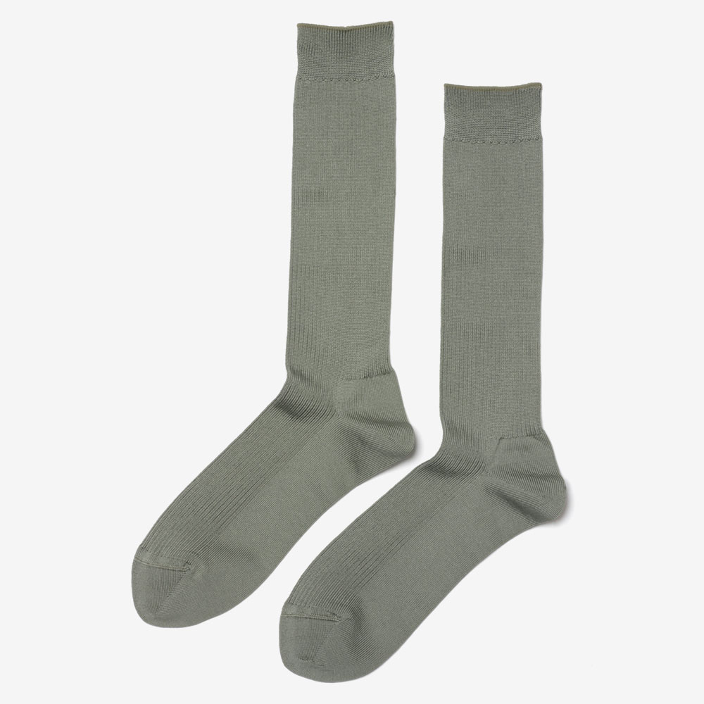 インカラー ナローリブソックス・セージグリーン　INCOLOUR ユニセックス メンズ レディス 靴下 ミドル..