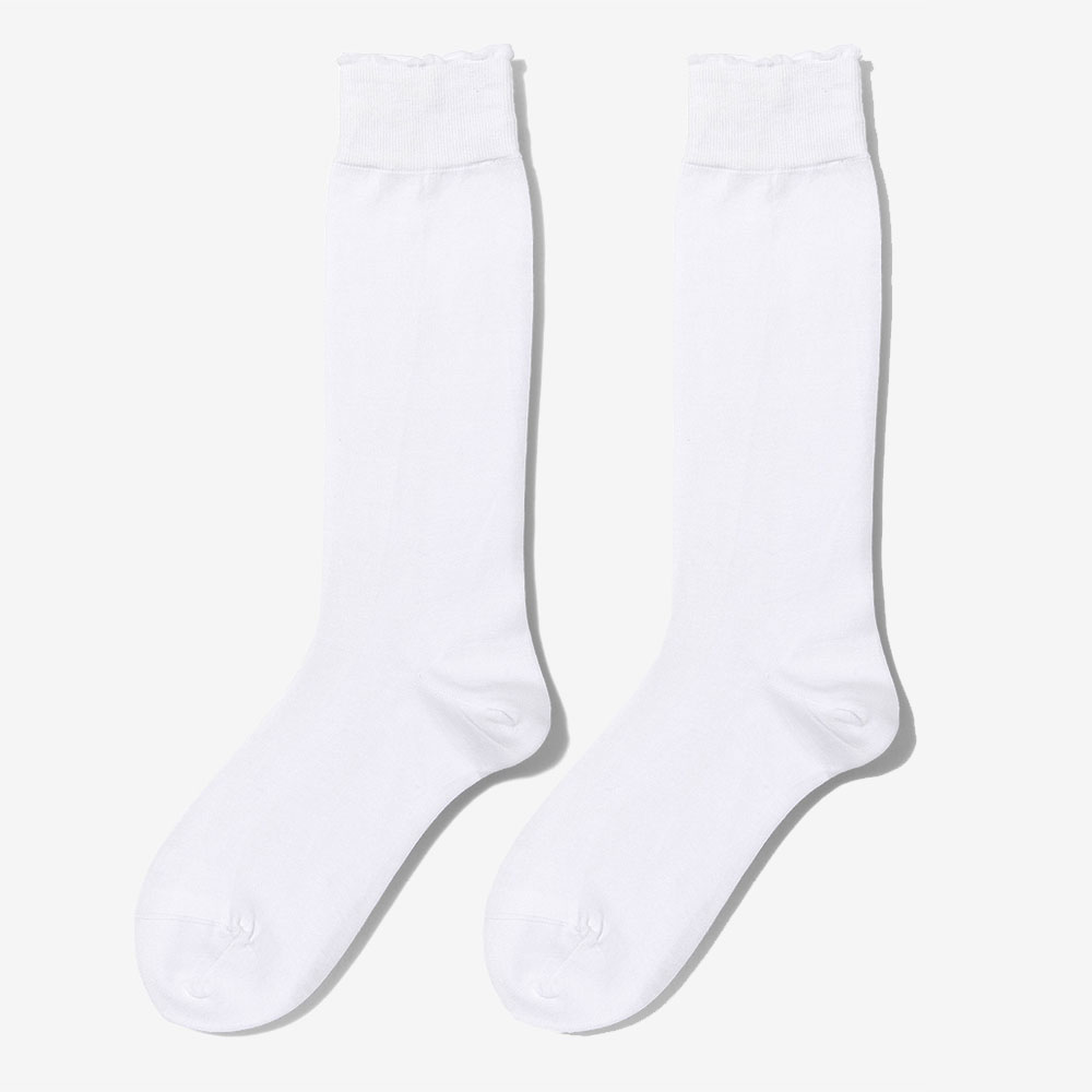 インカラー レディース ミドル丈ソックス・ホワイト　INCOLOUR 靴下 ペールカラー 全5色 フリーサイズ エジプト綿 【メール便対応】