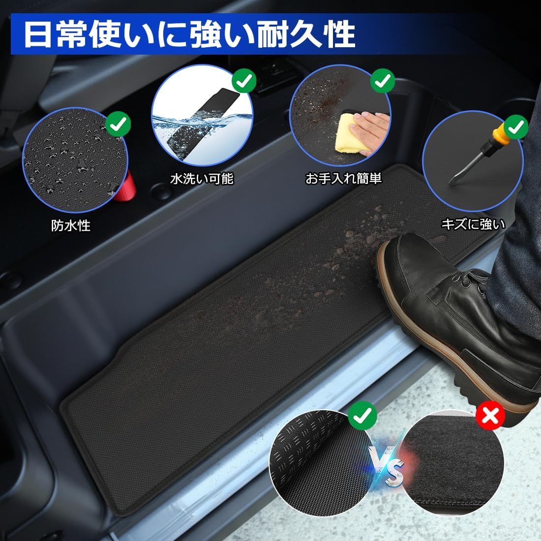 【1000円ポッキリ】BORDAN NV350 キャラバン E26 サイドステップマット 車種専用 ステッププロテクター プレミアムGX 対応 ステップガード 汚れ防止 フロアマット 泥よけ 傷防止 防水マット 装着簡単 保護 PVC素材 パーツ内装 2枚セット 1年保証