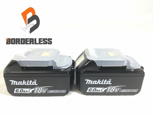 ☆極美品 2個セット☆makita マキタ 18V 6.0Ah 純正 リチウムイオンバッテリー BL1860B 残量表示付 リチウムイオン電池132669