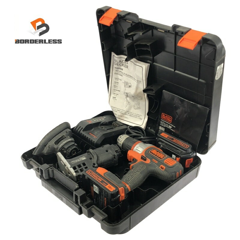 ☆中古品☆BLACK+DECKER 18V コードレスマルチツール EVO183B1 バッテリ2個(1.5Ah)充電器 ドリル サンダ..
