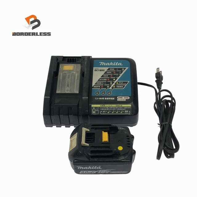 ☆中古品セット☆makita マキタ 18V 純正リチウムイオンバッテリー BL1830B(18V 3.0Ah) 充電器 DC18RC付 蓄電池124680