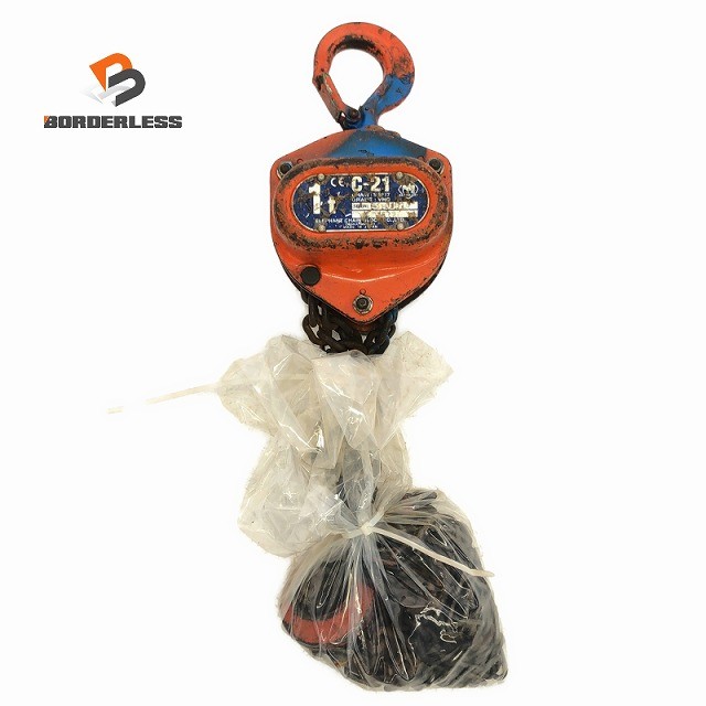 ☆中古品☆象印チェンブロック エレファント フック式 チェーンブロック C21型 C21-01025 荷重1ton 揚程2.5m 手動式 荷揚げ機137282