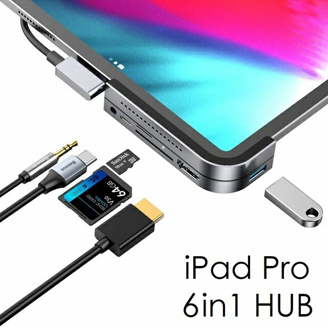 iPadProUSBCϥ6in1TypeCɥå󥰥ơ60WPDťݡ4KHDMIUSB3.03.5mmƥ쥪ߥ˥ץ饰SDTFɥå