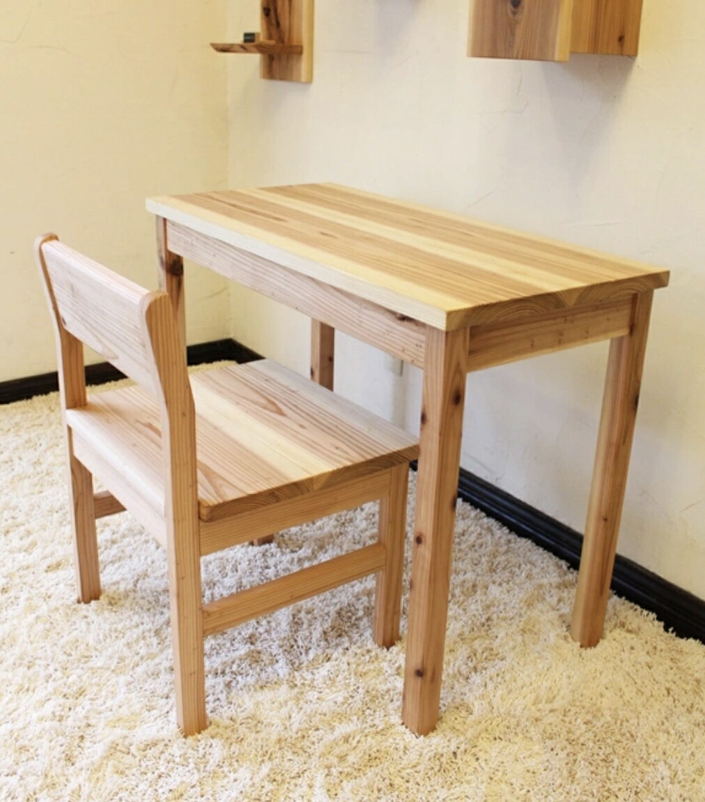 無垢材 ワーキングデスク&チェア セット クリプトメリア 国産杉 デスク家具職人手作り 一点物 幅950mmx奥行460mmx高さ700mm テレワーク リモー...