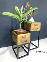 アイアンと古材BOXのプランター台 Mサイズ 観葉植物 プランター アンティーク おしゃれ カフェ風 アイアン