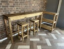 天然木 L字 カウンターテーブル & スツール 完成品(組み立て無し) 職人手作り 一点物 幅1500mm×奥行き360mm×高さ800mm ハンドメイド カフェカウンター|詳細画像