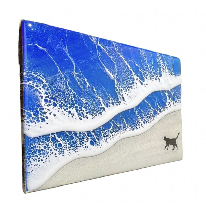 オーシャンアート 絵画 ポストカードサイズ タペストリー 飾り カフェ 西海岸 ビーチ 珊瑚 波 職人手作り 一点物 ハンドメイド