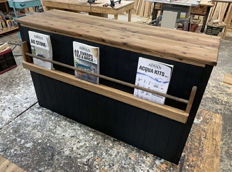 天然木 ハンドメイド ダークウォールナット キッチン カウンター キッチンボード キャビネット 完成品 職人手作り 一点物 幅1500mm×奥行き500mm（棚部480mm)×高さ900mm