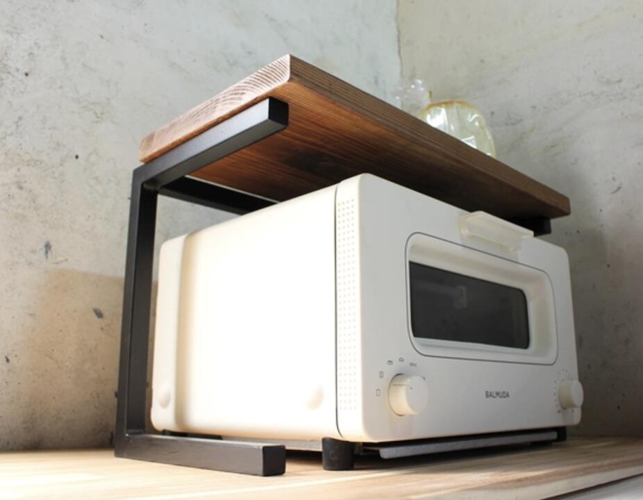 天然木 ウォールナット色 一枚板 アイアン トースターラック 無垢材 職人手作り 一...