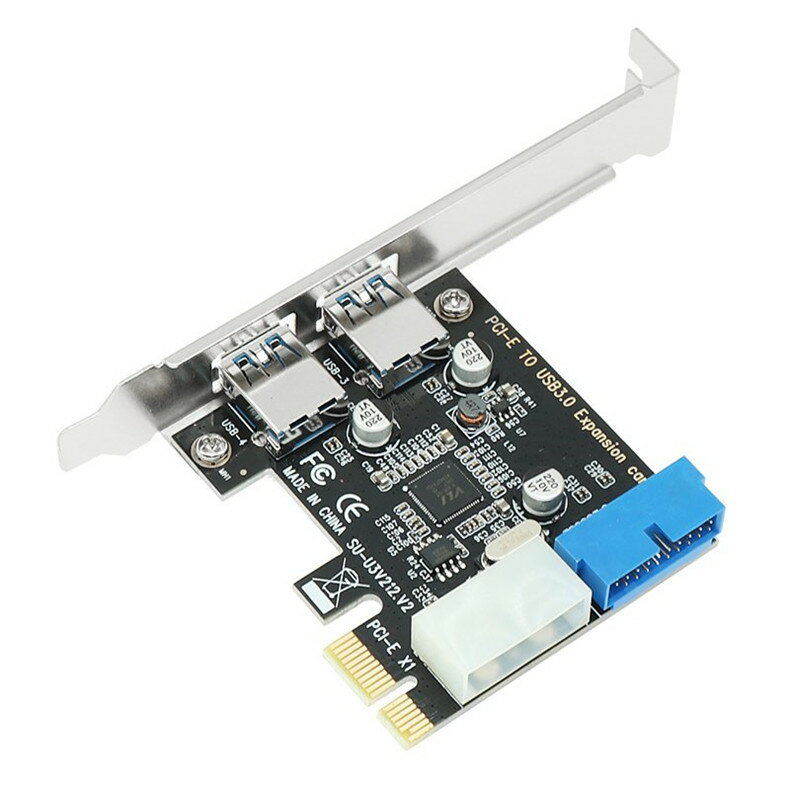 USB3.0 増設カード PCI-EからUSB3.0への拡張カード PCI-Express接続 PCI-e 2ポート＋フロントパネル用20ピン USB増設 送料無料