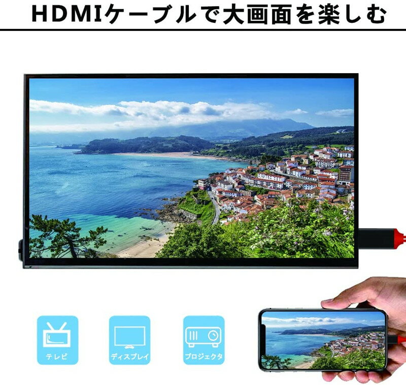 iPhone HDIMI ケーブル iPhone to HDMI 変換ケーブル iPhone/iPad/iPod to HDMI変換ケーブル Lightning HDMI iPhone iPad 対応 ミラーリング ライトニングケーブル 高解像度 ゲーム 動画視聴 接続 出力 ミラーリング 送料無料