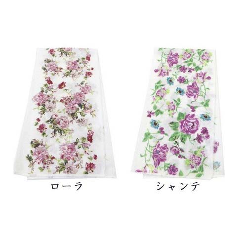 ボディタオル綿100%日本製ローズ柄薔薇おしゃれロマンチック可愛いコットンお肌に優しい