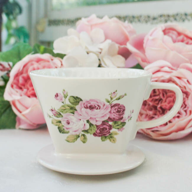 コーヒードリッパー アニバーサリーローズ 陶器 ギフト 母の日 薔薇 花柄 日本製 2～4人用