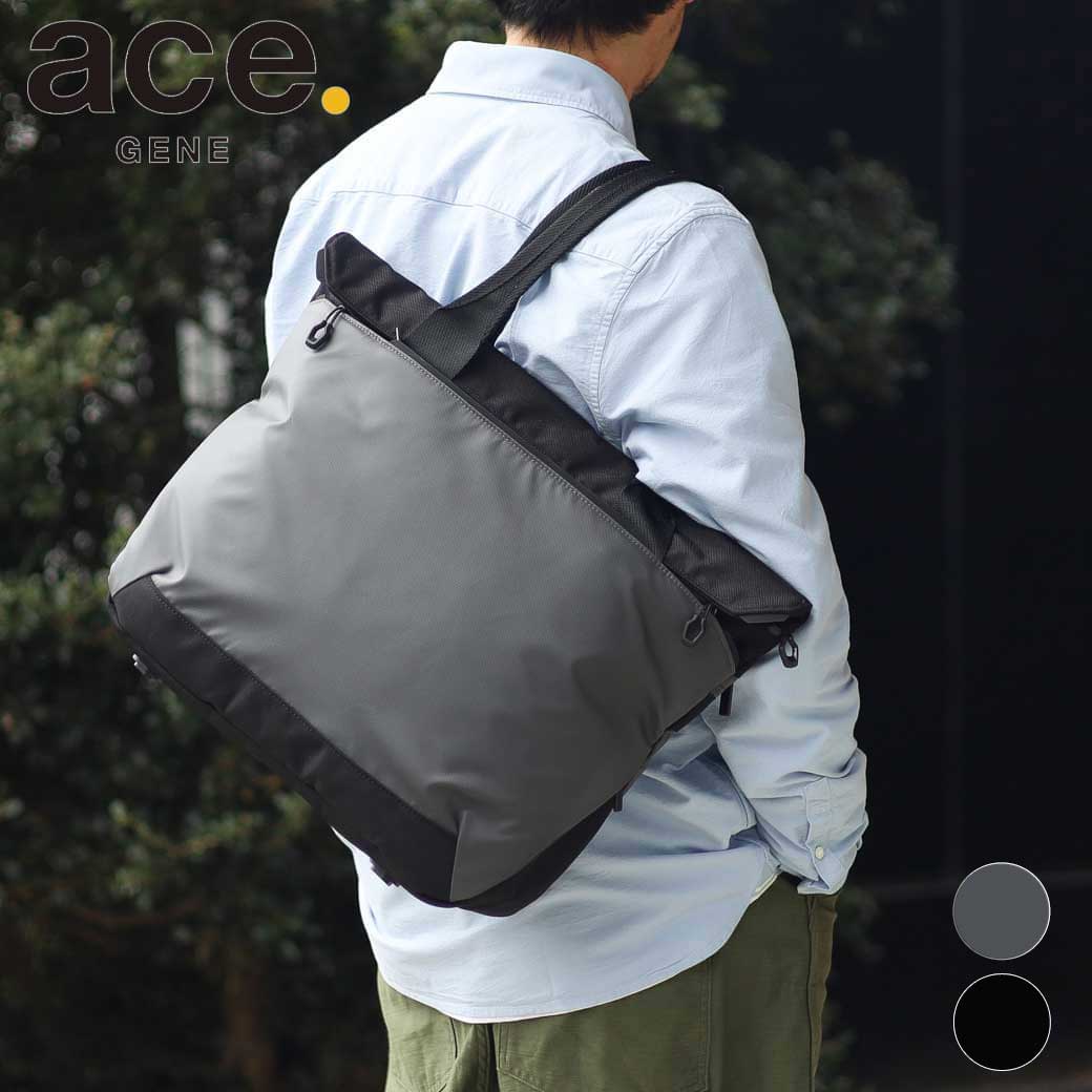 乐天商城 - ace. GENE エース ジーン ラグレンティス ビズ トートバッグ メンズ 通年 ポリエステル ナイロン ブラック ダークグレー ONEサイズ