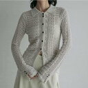 anuke アンヌーク ミックス ニット シャツ Mix Knit Shirts レディース 春夏 ポリエステル100% アイボリー ネイビー FREEサイズ