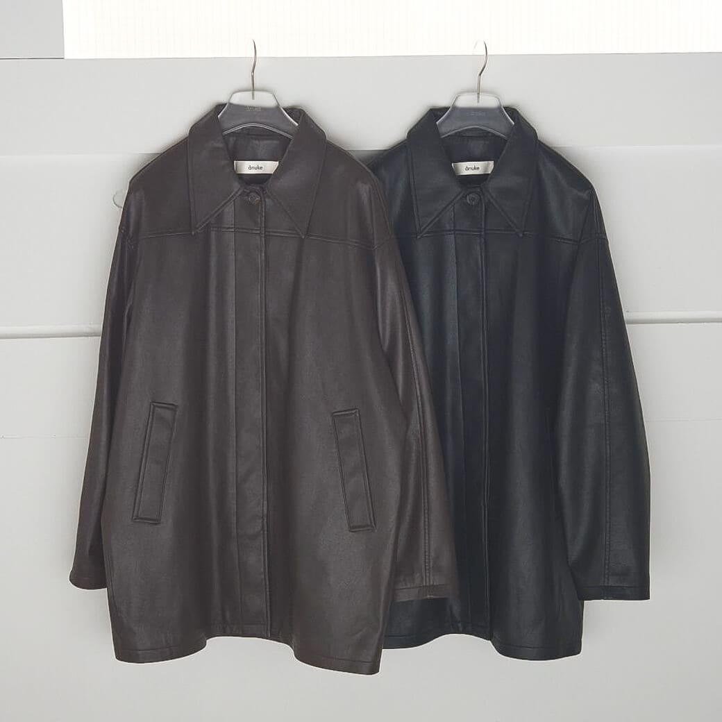 anuke アンヌーク エコレザー オーバー ジャケット レディース アウター レザー ブラック ダークブラウン 36 38 送料無料 ライフズ 62520105のサムネイル