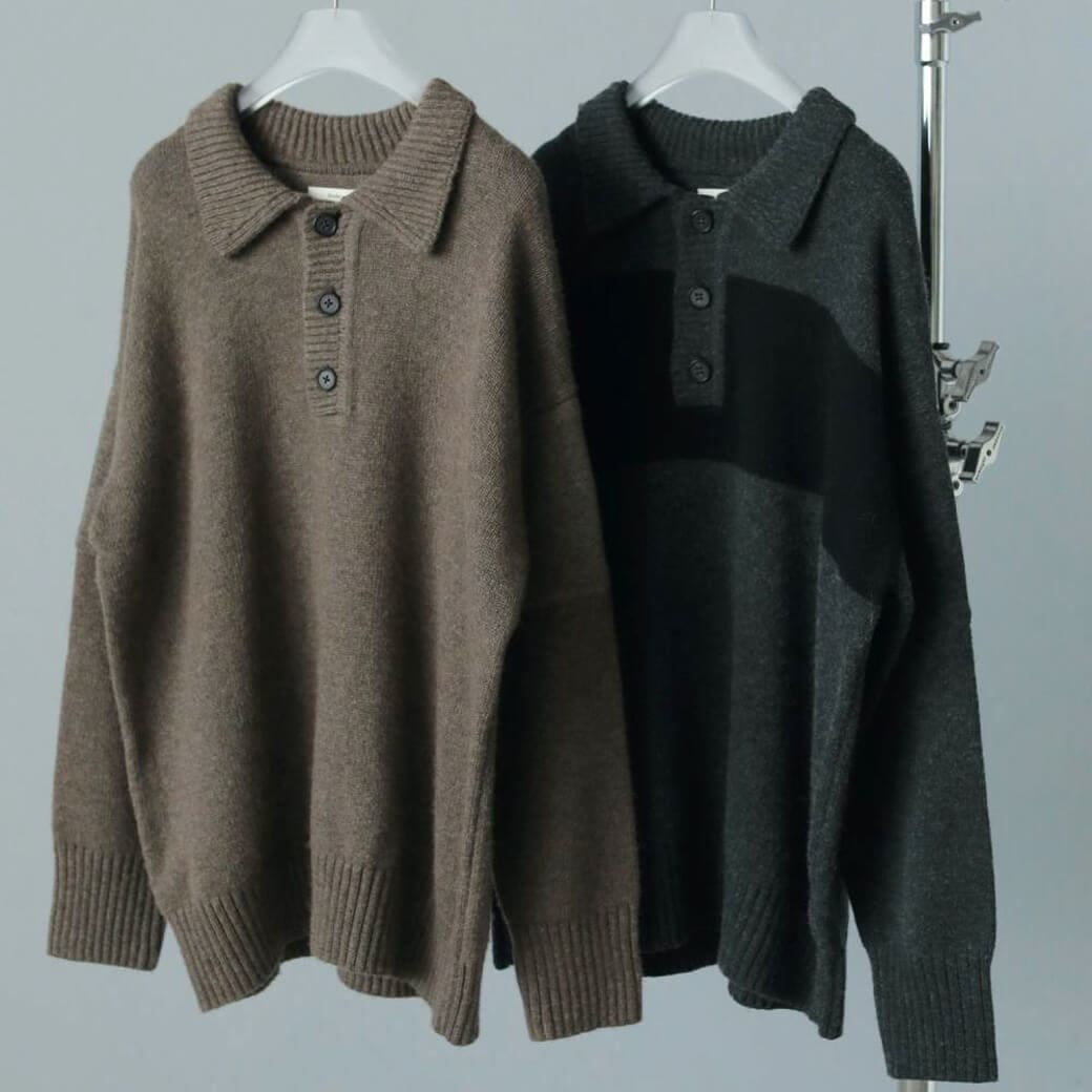 anuke アンヌーク ウールポロニット レディース トップス ニット チャコールグレー モカ 送料無料 ポリエステル 2025年