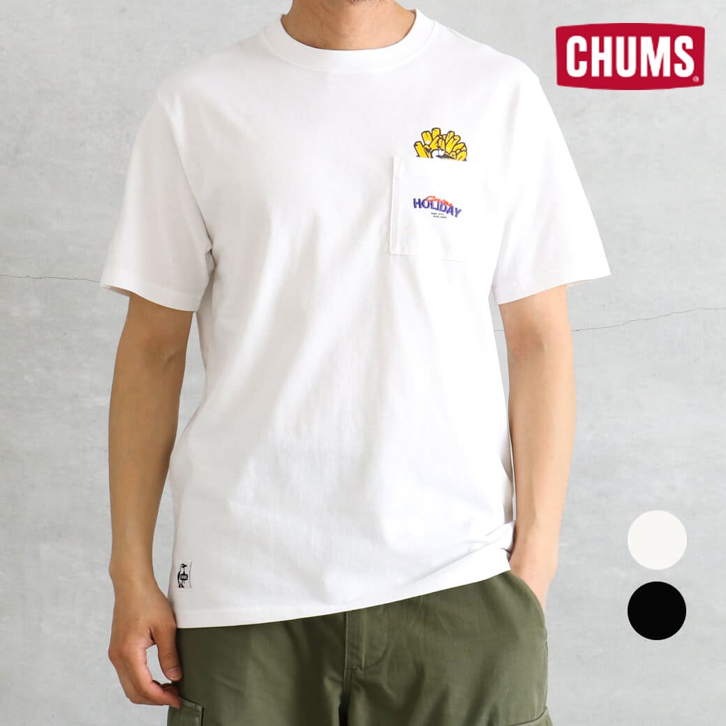 Rakuten - 【5/9 20:00〜5/16 9:59までP10倍】CHUMS チャムス Anti-Bug Fast Food Pocket T-Shirt アンチバグファストフードポケットTシャツ メンズ 春夏 Cotton White Black M L XL XXL