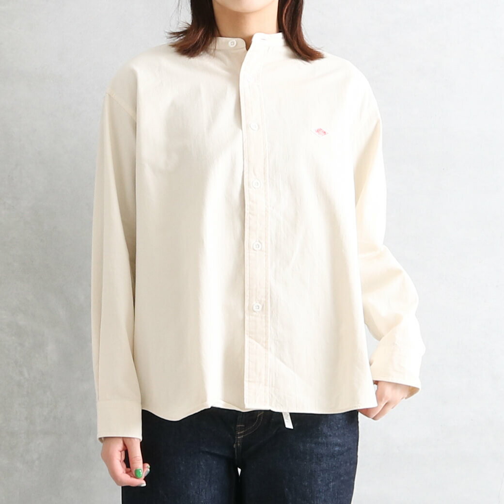 DANTON ダントン コットンツイル バンドカラーシャツ 長袖 COTTON TWILL BAND COLLAR SHIRT L/S DT-B0001CTW レディース