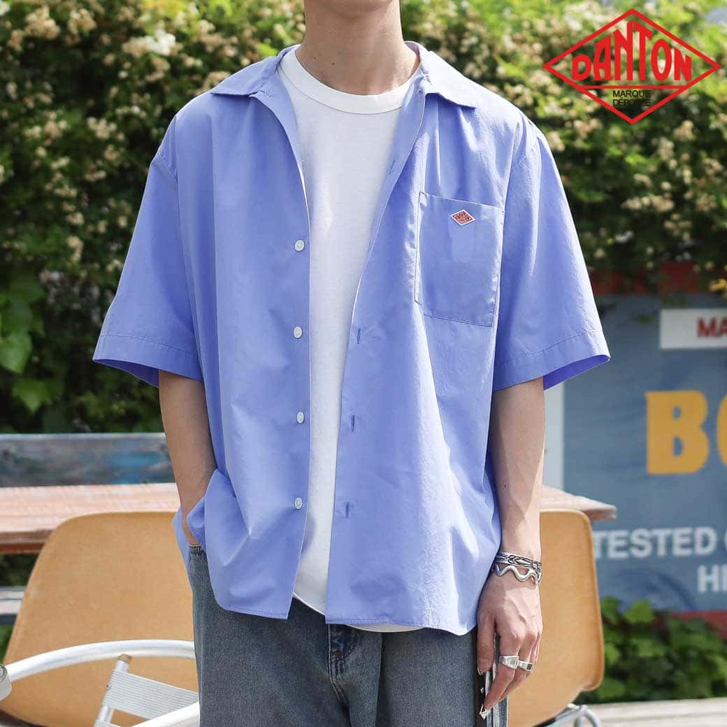 Rakuten - DANTON ダントン コットンポプリン ワークシャツ MEN'S Cotton Poplin Work Shirt メンズ 春夏 コットン LT.BLUE 40 42サイズ