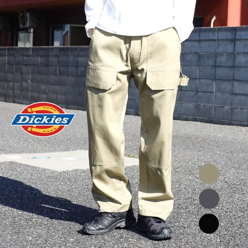 Rakuten - Dickies ディッキーズ G.W.C Double Knees Work Pants グリーン ワークス クロージング ダブルニーワークパンツ メンズ 春夏 ポリエステル 綿 ベージュ ヘザーグレー ブラック M L XL
