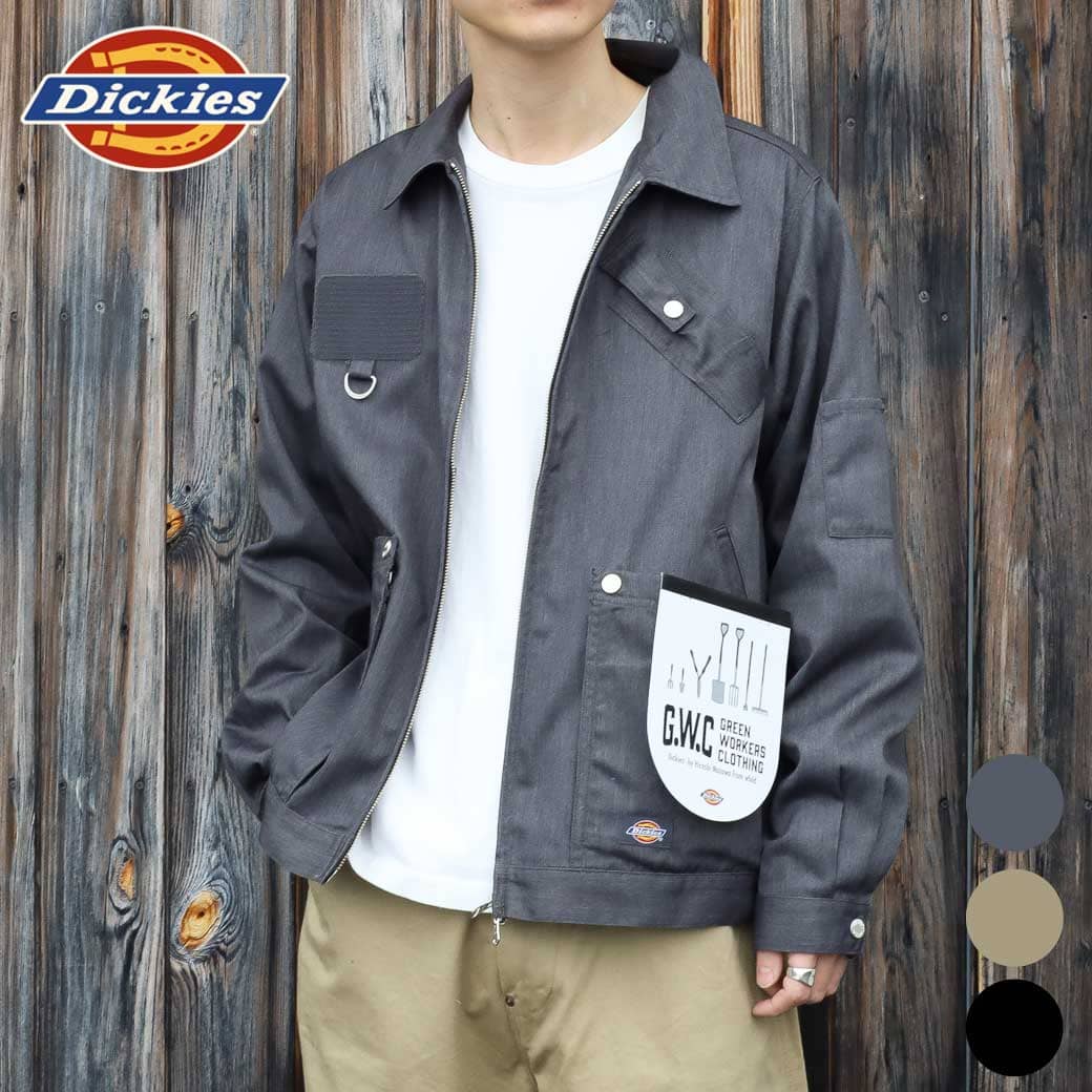 Rakuten - 【5/9 20:00〜5/16 9:59までP10倍】Dickies ディッキーズ グリーン ワークス クロージング ジャケット G.W.C JACKET メンズ 春 秋 冬 ポリエステル 綿 ブラック カーキ ヘザーグレー M Lサイズ