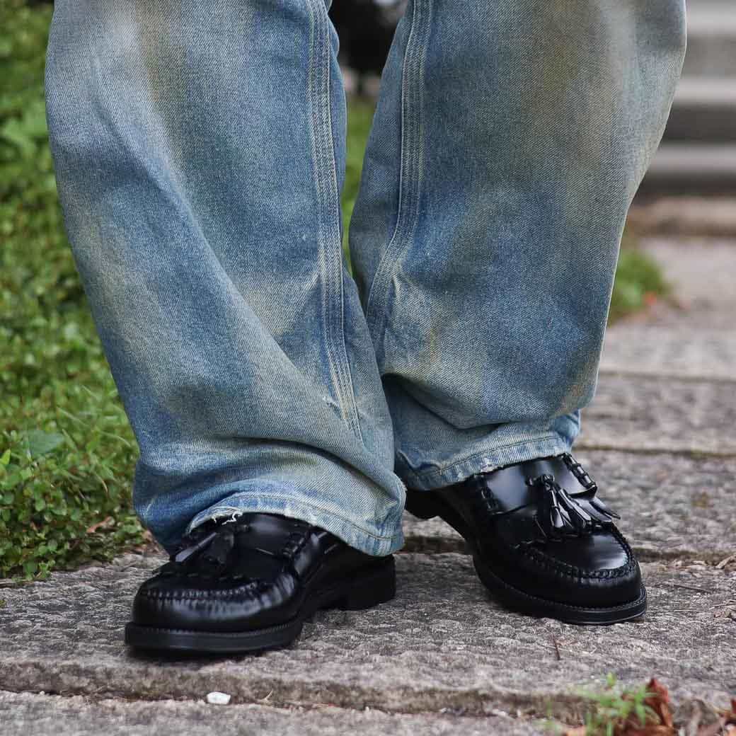 【11/27 9:59までP10倍】G.H.BASS ジーエイチバス イージー ウィージャンズ レイトン 2 キルト ローファー EASY WEEJUN Layton Kilte Loafers メンズ 通年 牛革 BLACK 25.5cm-27.5cm クラシック モノトーン タッセル 送料無料 BA11725D