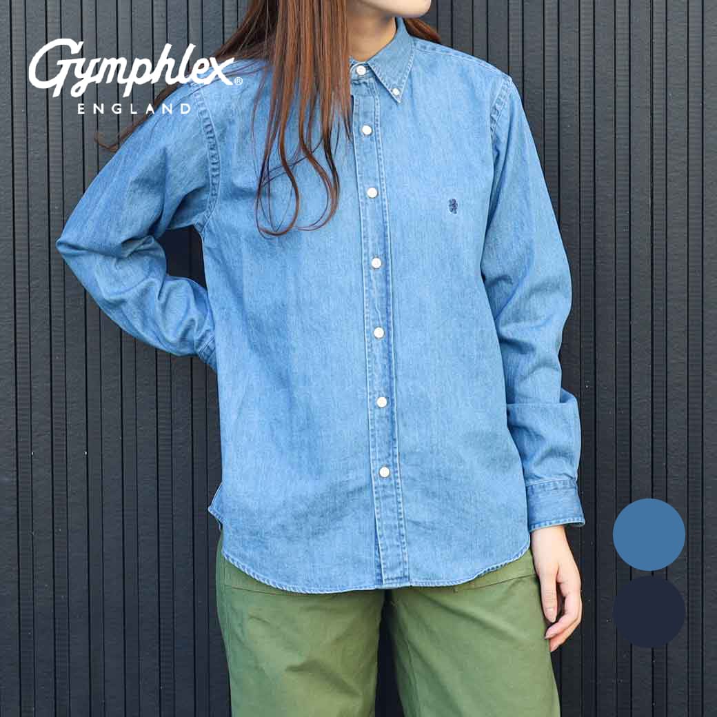 Gymphlex ジムフレックス ライトデニム 長袖 ボタンダウンシャツ LIGHT DENIM B.D. SHIRT L/S GY-B0197SDM ボーンフリー BORN FREE