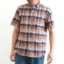 ジムフレックス マドラスチェック 半袖 ボタンダウンシャツ Gymphlex Madras Check B.D SS Shirt J-0937BGM メンズ ボーンフリー BORN FREE