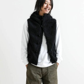 ジムフレックス GYMPHLEX くるみボタン ボア フードベスト BOA HOODED VEST J-1069PL メンズ アウター ボーンフリー BORN FREE